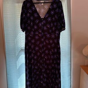 Floral Black and Purple Dress Ava & Viv size XXL, like new